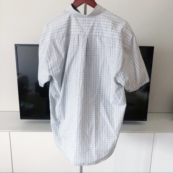 Lee Cooper Men’s Blue White Plaid Short Sleeve Casual Button Down Shirt - Picture 2 of 2